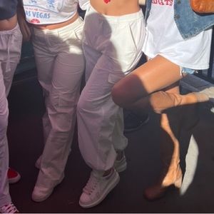 White Oversized Cargo/Parachute Pants